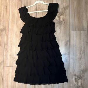 White House Black Market Black Ruffled Mini Dress